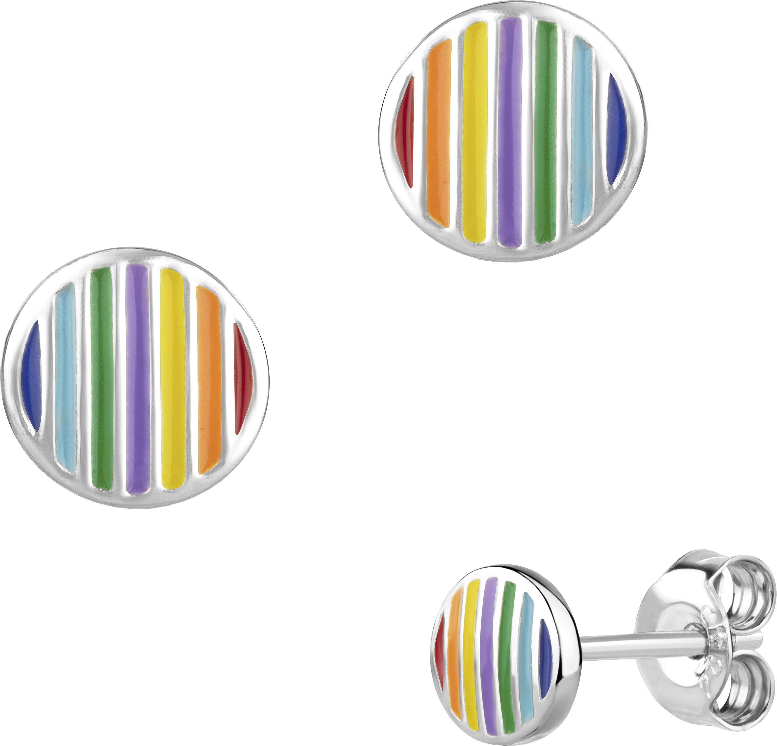 Firetti Paar Ohrstecker Schmuck Geschenk Silber 925 Ohrschmuck Ohrringe Regenbogen, Made in Germany - mit Lack