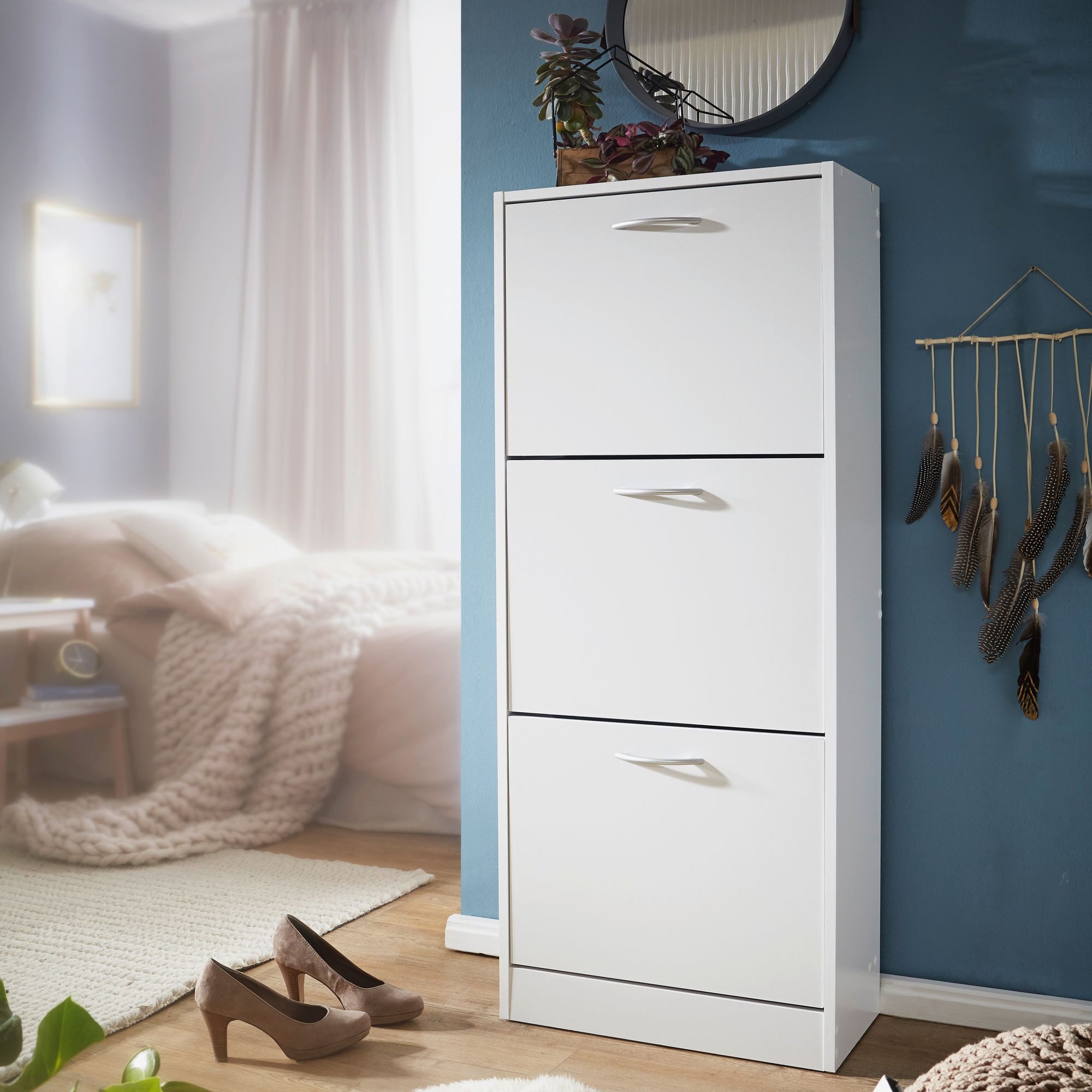 FINEBUY Schuhkipper FB45029 mit 3 Fächern für 18 Paar Schuhe Schuhkommode S günstig online kaufen