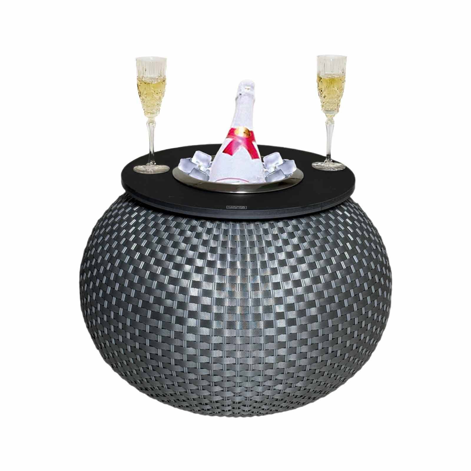 COOTAB Cooler Table Beistelltisch Milano Beistelltisch mit Edelstahl-Kühler 40 cm (1-St), Wetterfest, Pflegeleicht, Hitzebeständig, Verstellbare Füße