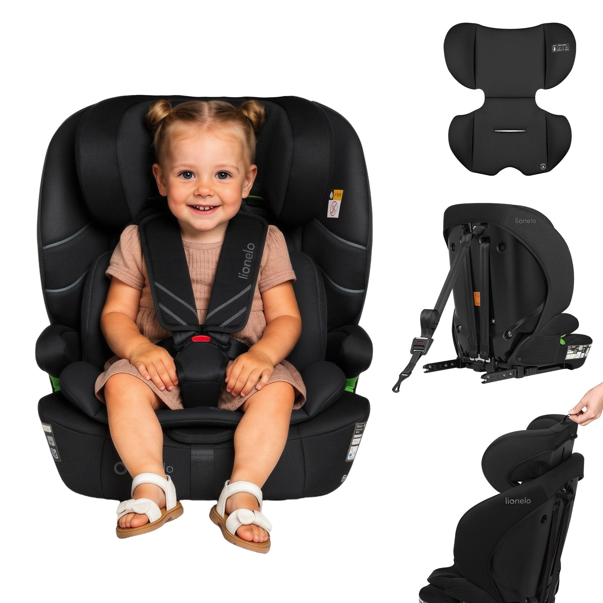 lionelo Autokindersitz LEVI FIX I-SIZE, ab: ab 15 Montaen, bis: Bis ca. 12 Jahre (150 cm), ab: 76 cm, bis: 150 cm, (Set), Dri-Seat/ISOFIX/TopTether/Reduziereinsatz/Komfort