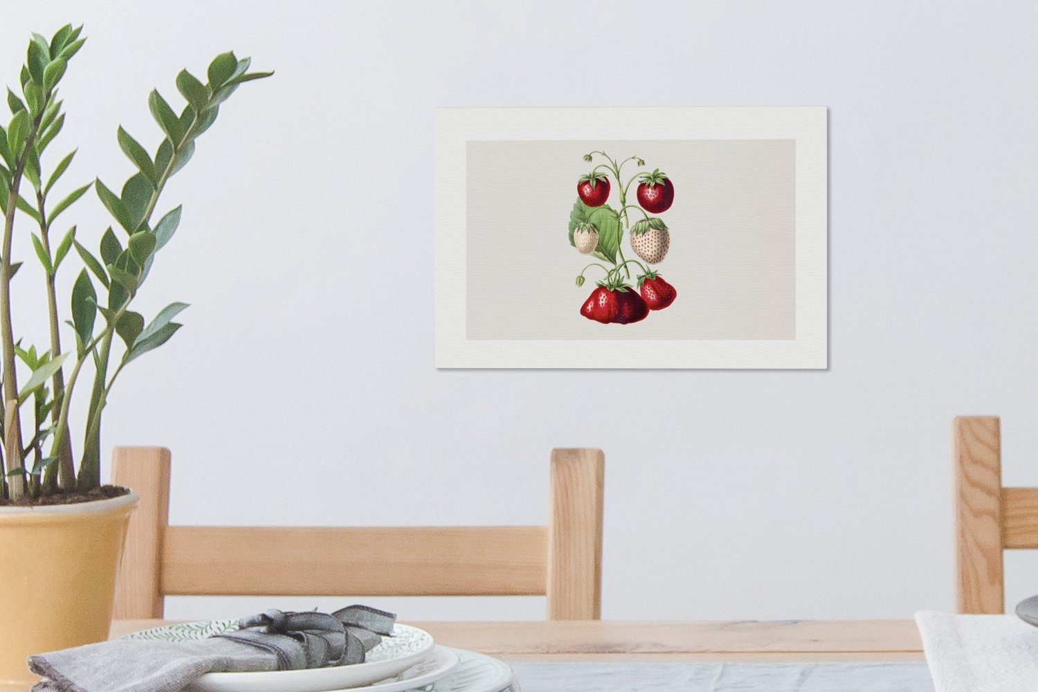 cm Leinwandbild St), (1 Wandbild Gesund, 30x20 Wanddeko, - Erdbeeren Leinwandbilder, OneMillionCanvasses® Obst Aufhängefertig, -