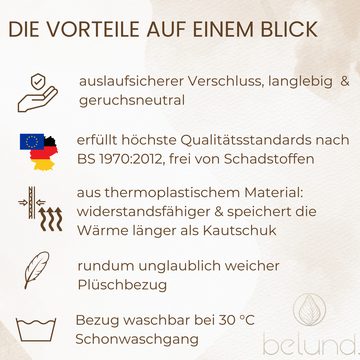 belund. Wärmflasche Premium Fußwärmer mit kuscheligem extra dickem Plüsch-Bezug, 2 in 1, 2 in 1- Wärmflasche und Fußwärmer, Bezug waschbar auf 30 Grad