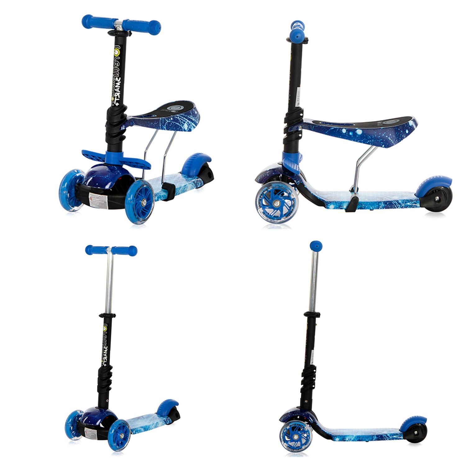 Lorelli Cityroller Scooter 1, verstellbar Plus PU Räder ABEC-7 Smart Lager leuchten 5 dunkelblau in