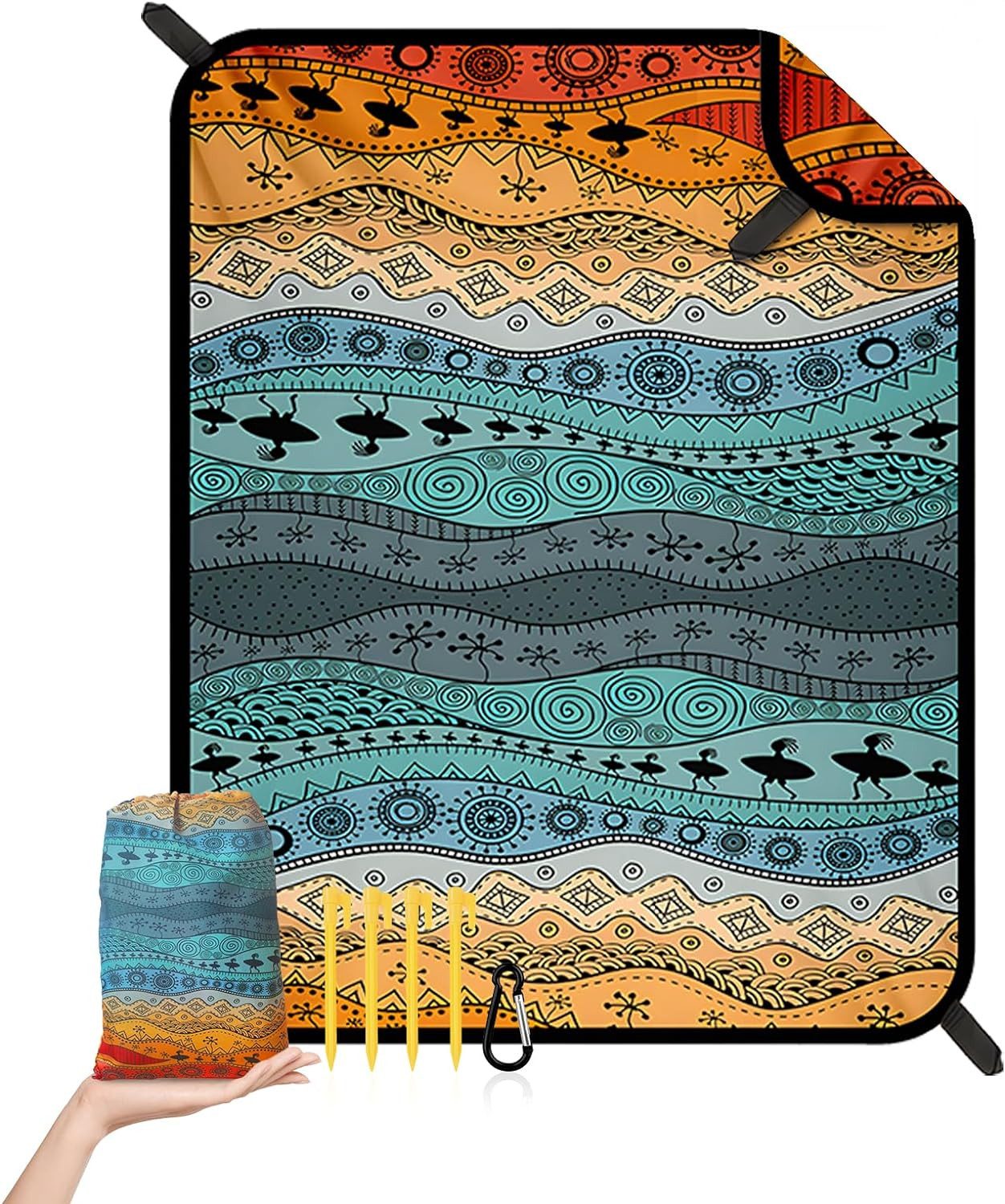 Picknickdecke Sandfreie Stranddecke 180x220 cm, Picknickdecke Wasserdicht und Leicht, Diwzbyn, Faltbare Strandmatte für Strand, Camping, Wandern und Reisen