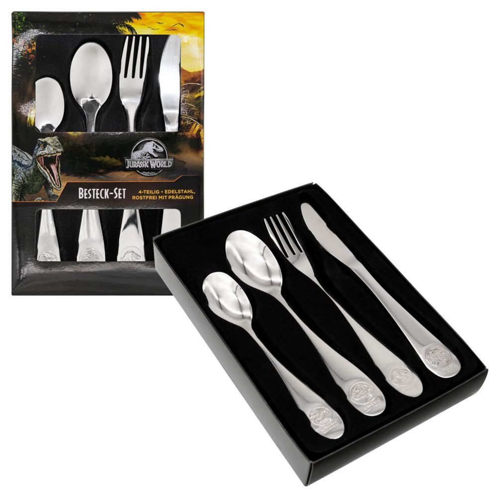 Jurassic World Kinderbesteck Kinder Besteck-Set Jurassic World 4-teilig Messer, Gabel, Löffel (4-tlg)