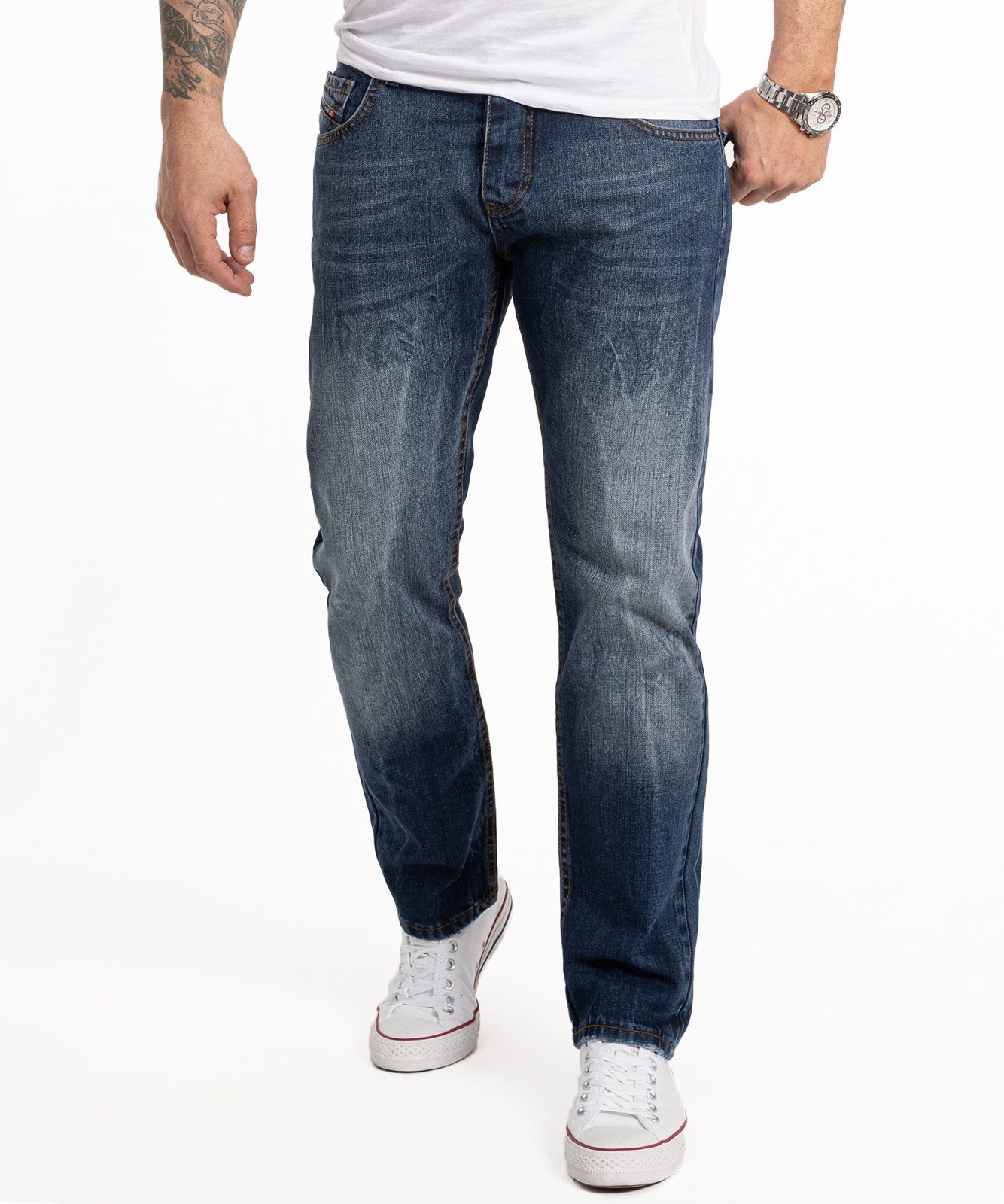 Rock Creek Regular-fit-Jeans Herren Jeans Stonewashed günstig online kaufen