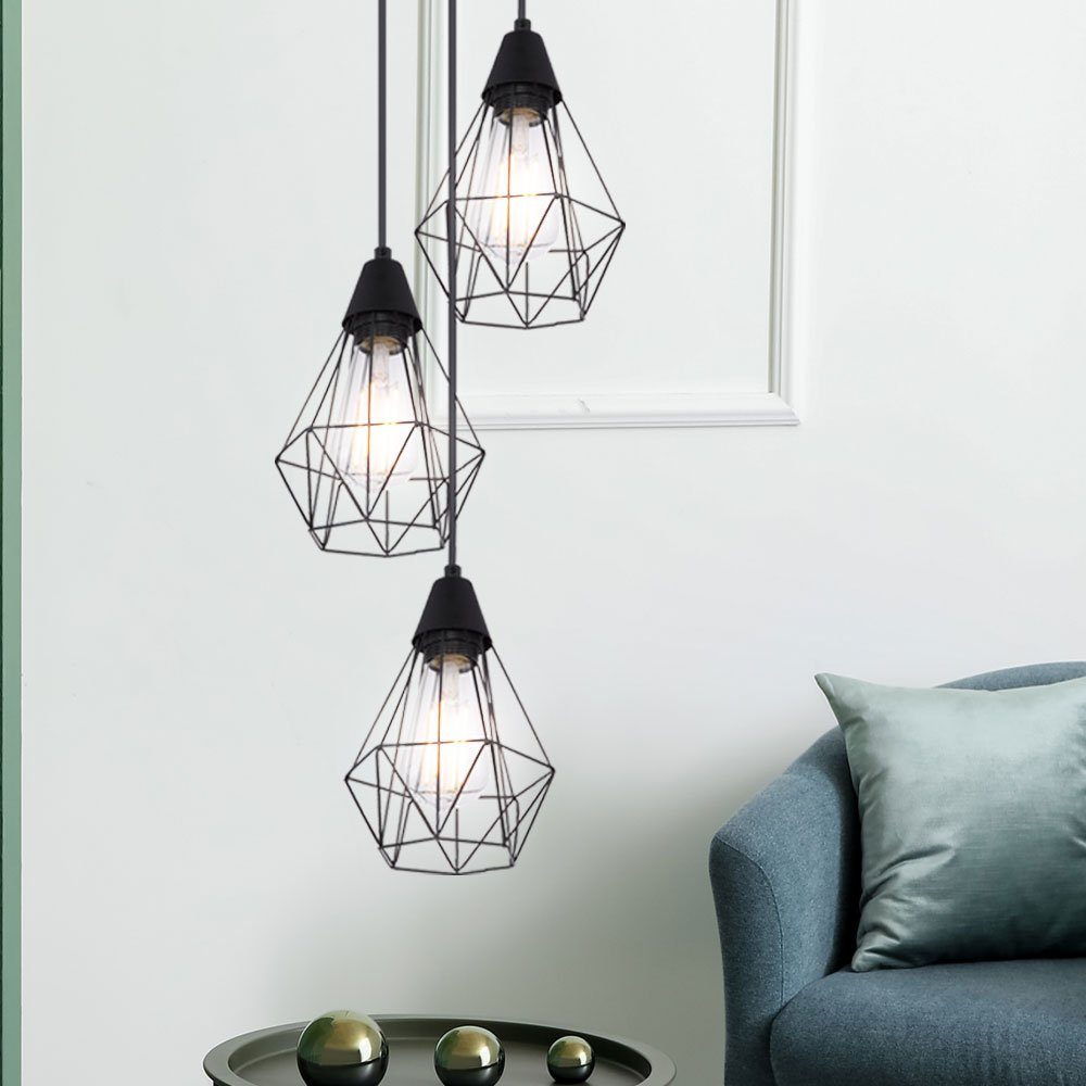 etc-shop Pendelleuchte, Leuchtmittel inklusive, Zimmer Pendel Wohn schwarz Filament Lampe Decken Retro Ess Warmweiß