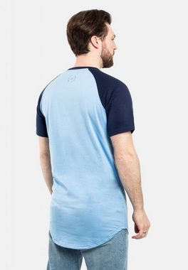 Blackskies T-Shirt Round Baseball Kurzarm Longshirt T-Shirt - Himmelsblau-Navyblau Large