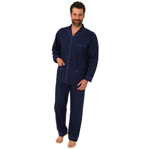 Normann Pyjama Klassischer Herren Pyjama gewebt mit durchknöpfbarem Oberteil