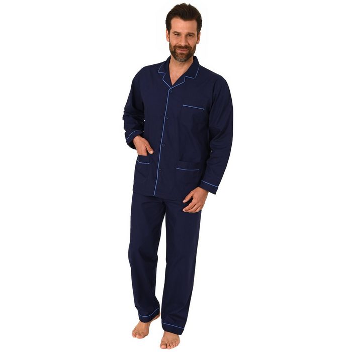 Normann Pyjama Klassischer Herren Pyjama gewebt mit durchknöpfbarem Oberteil - Popeline - 191 101 91 110