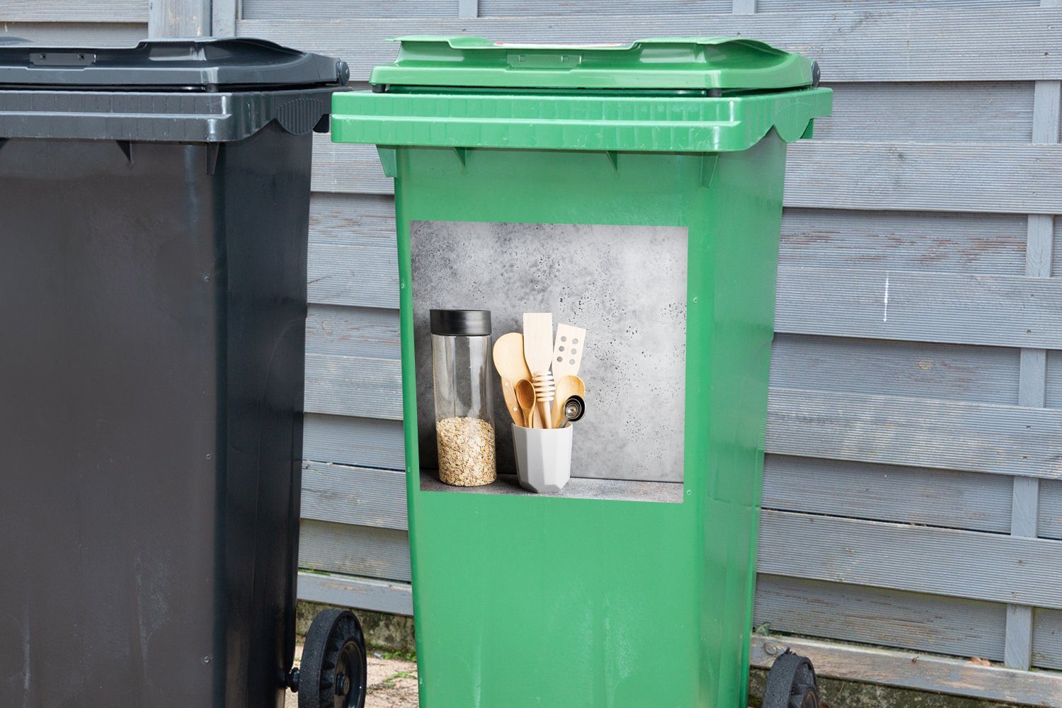 - Mülltonne, Sticker, Mülleimer-aufkleber, St), (1 Wandsticker Container, MuchoWow Müsli - Küchenutensilien Spatel Abfalbehälter