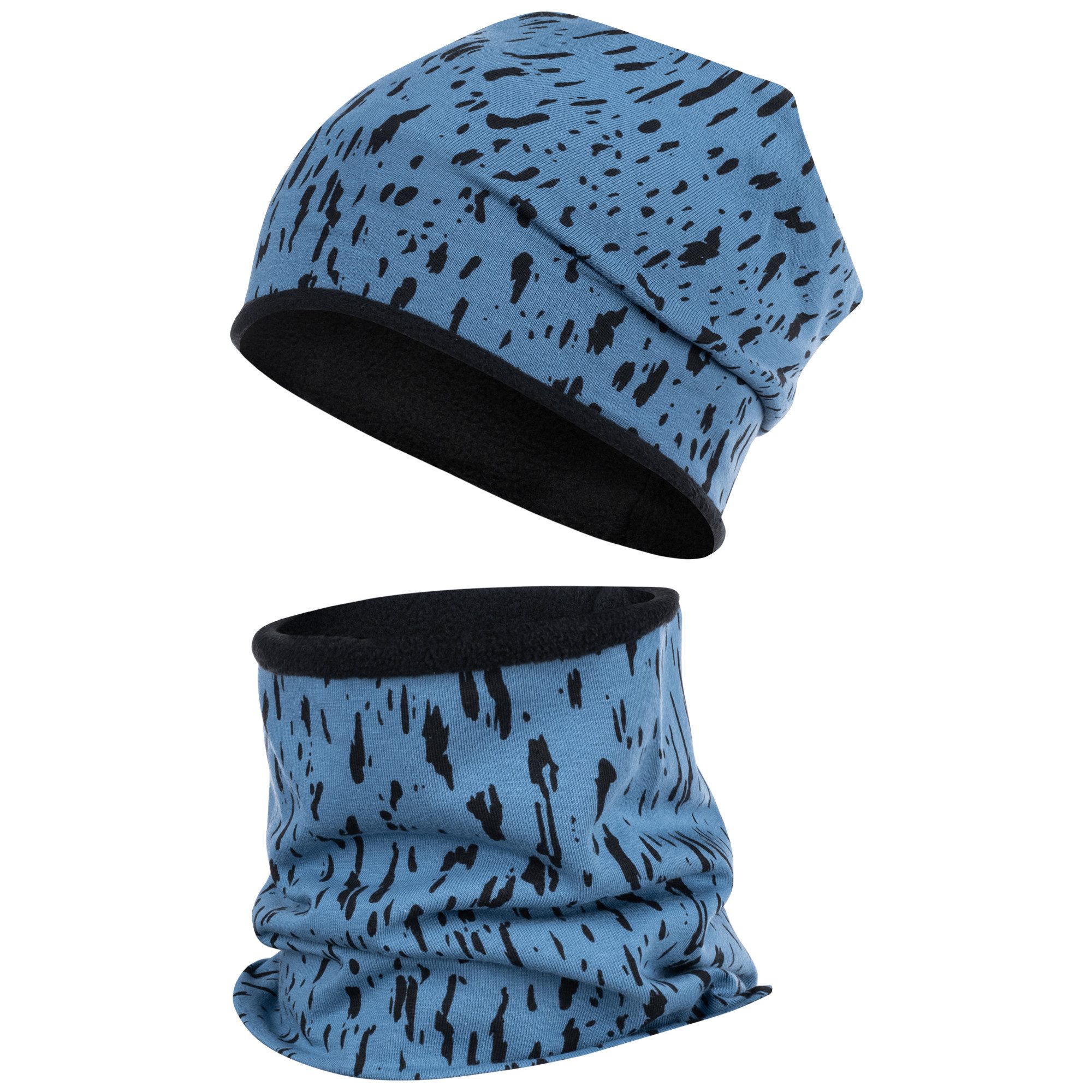 Smarilla Mütze & Schal Beanie Wintermütze Snood Fleecemütze mit wärmenden Fleece gefüttert