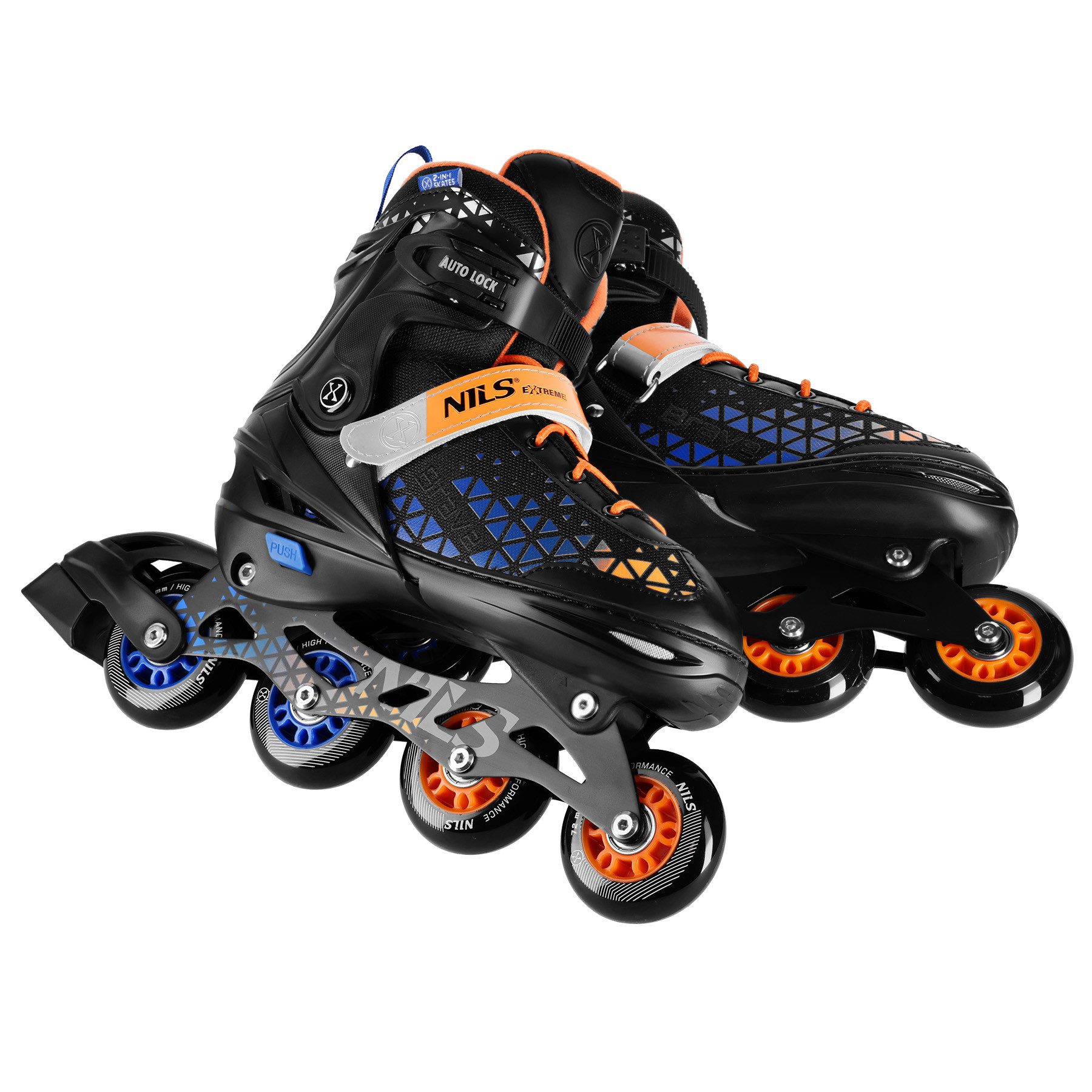 NILS EXTREME Inlineskates 2-IN-1 Inliner Schlittschuhe Rollschuhe wechselbare Kufen, Verstellbare Größe & verstellbare Rollen