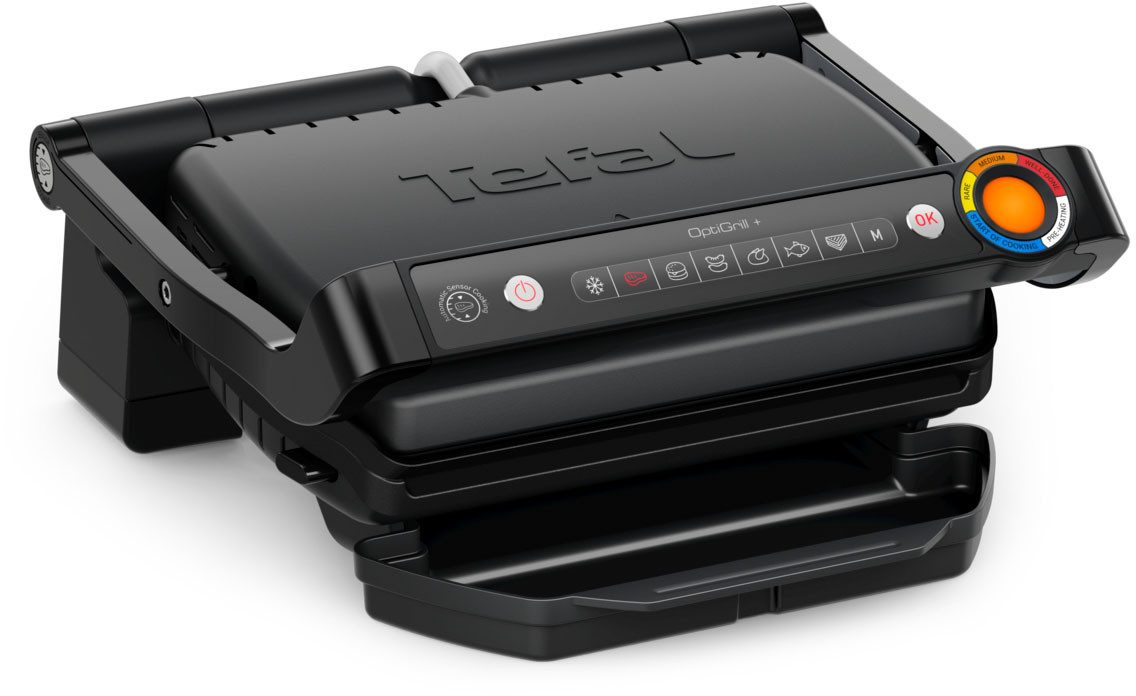 Tefal Kontaktgrill OptiGrill+, erneuerte Kochstufenanzeige, 6 automatische Programme, 2000 W, spülmaschinengeeignete Platten, inkl. MyTefal App, GC717810