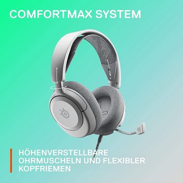 SteelSeries Arctis Nova 1P White Gaming-Headset (Einziehbares Mikrofon, Geräuschunterdrückung, Prism RGB-Beleuchtung)