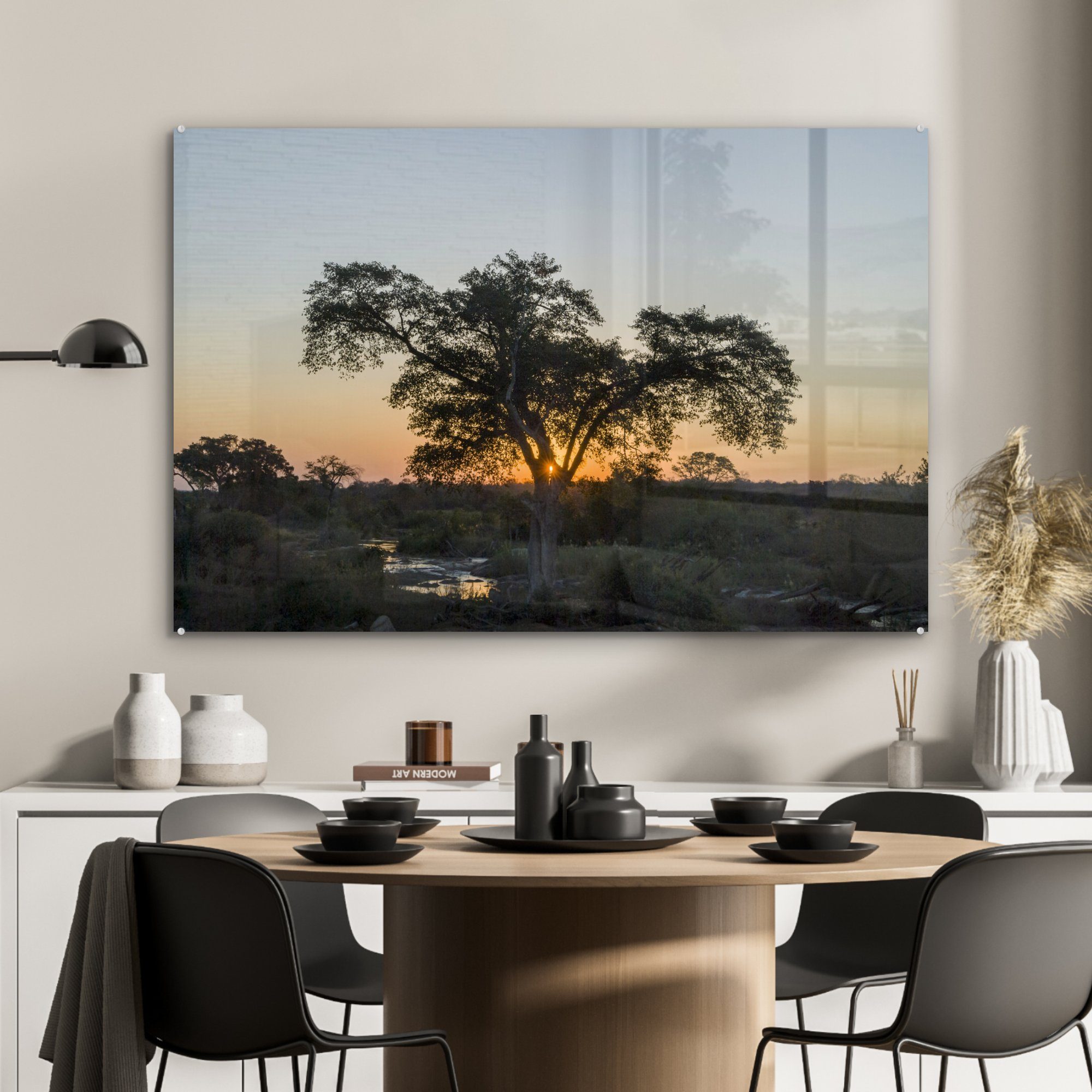 MuchoWow Park Schlafzimmer Kruger & Südafrika, Acrylglasbild Acrylglasbilder in (1 St), am Wohnzimmer Abend