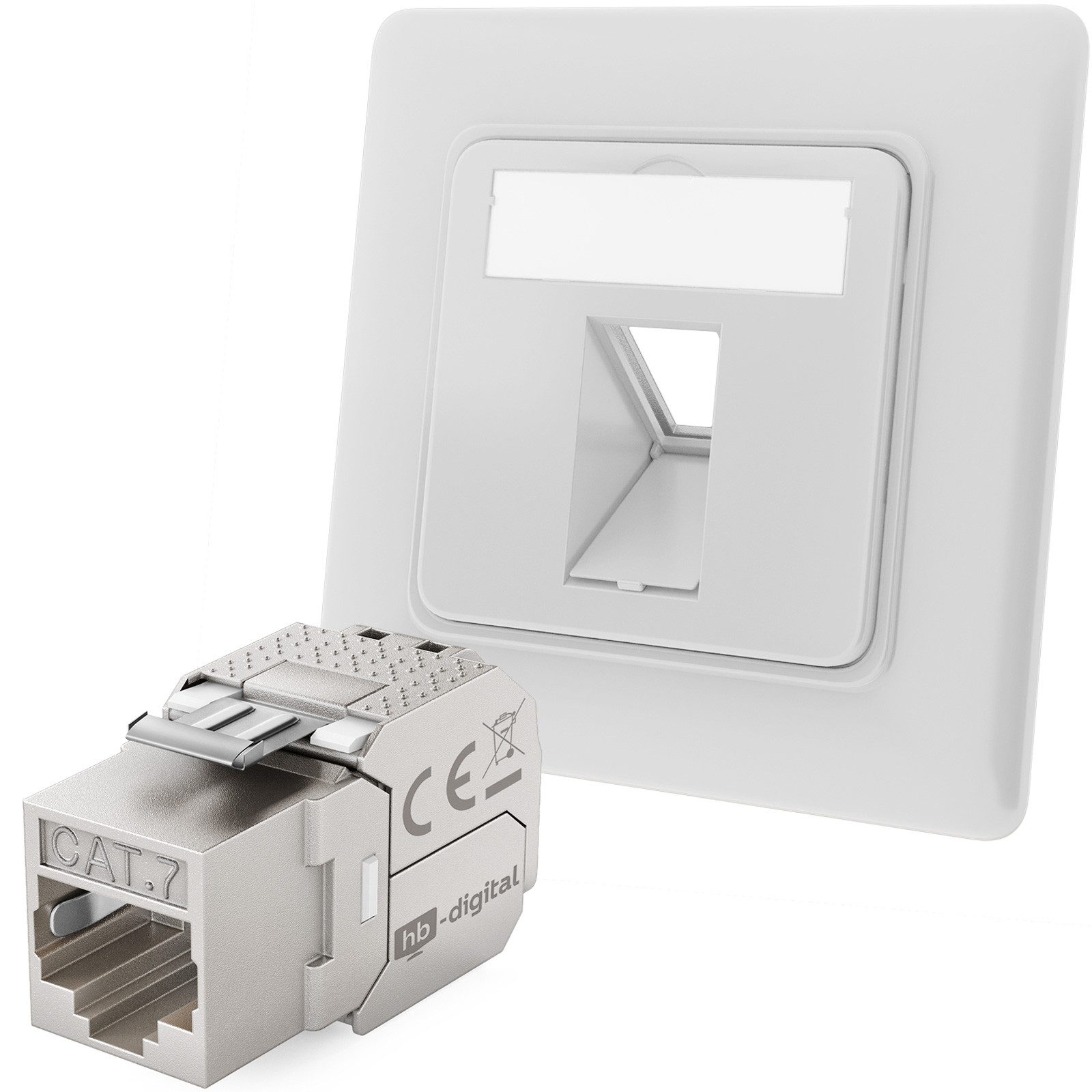 HB-DIGITAL Keystone Dose Netzwerkdose mit Keystone Modul CAT 7 RJ45 Unterputz Netzwerk-Adapter, Voll geschirmtes Zinkdruckgussgehäuse