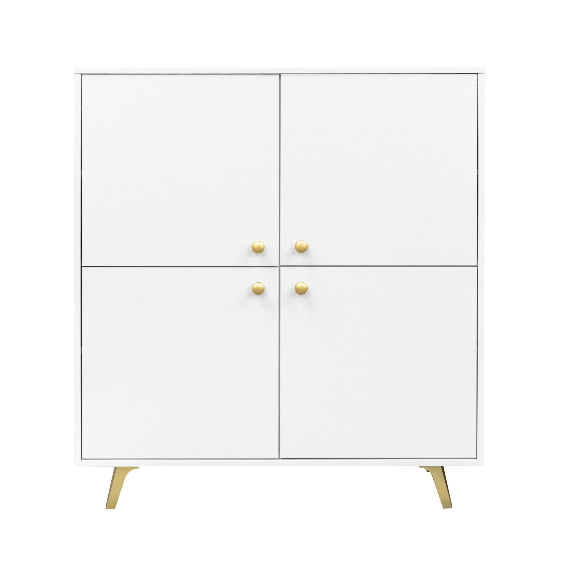 Masseno Kommode GALIO 140 cm Sideboard mit 4 Türen Weiß