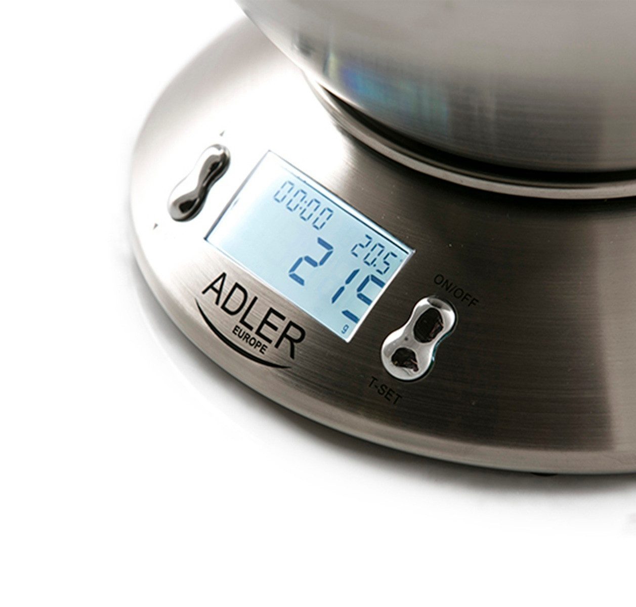 Adler Küchenwaage AD 3134 Digitale Küchenwaage aus Edelstahl mit Schüssel & LCD-Display, (Küchenwaage), Timer & Thermometer integriert