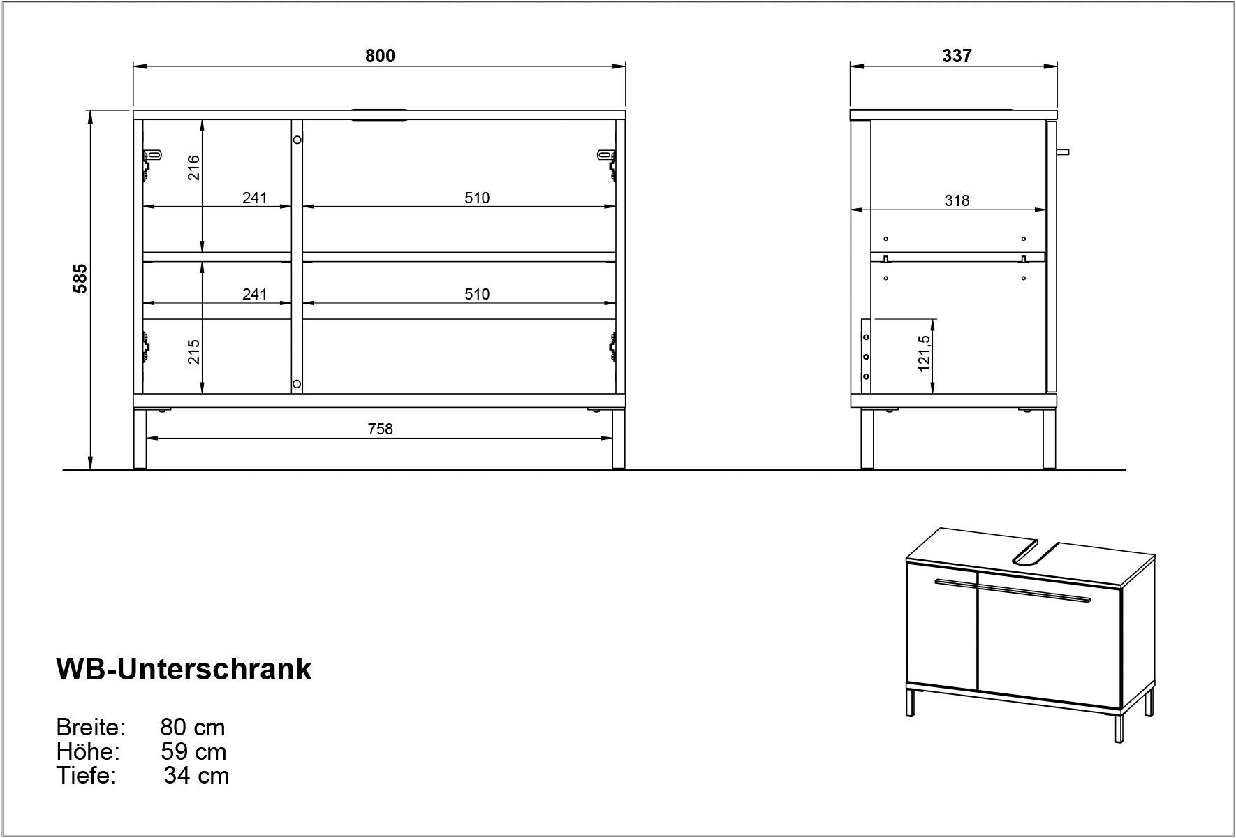 Yonkers, Spiegelschrank 1 GERMANIA und bestehend aus Waschbeckenunterschrank Badmöbel-Set Graphit/Navarra-Eiche-Nachbildung 1 Set
