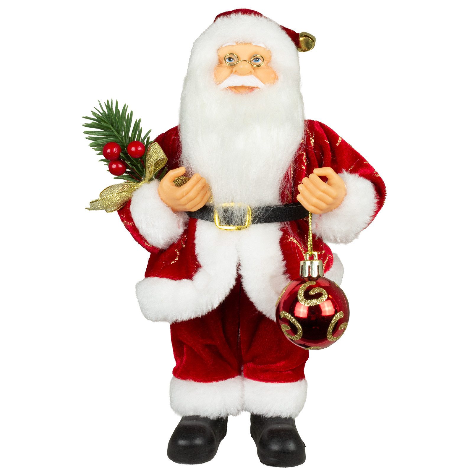 Christmas Paradise Weihnachtsmann stehend 25cm (Santa, 1 St., Weihnachtsdeko), in rot mit Geschenkesack