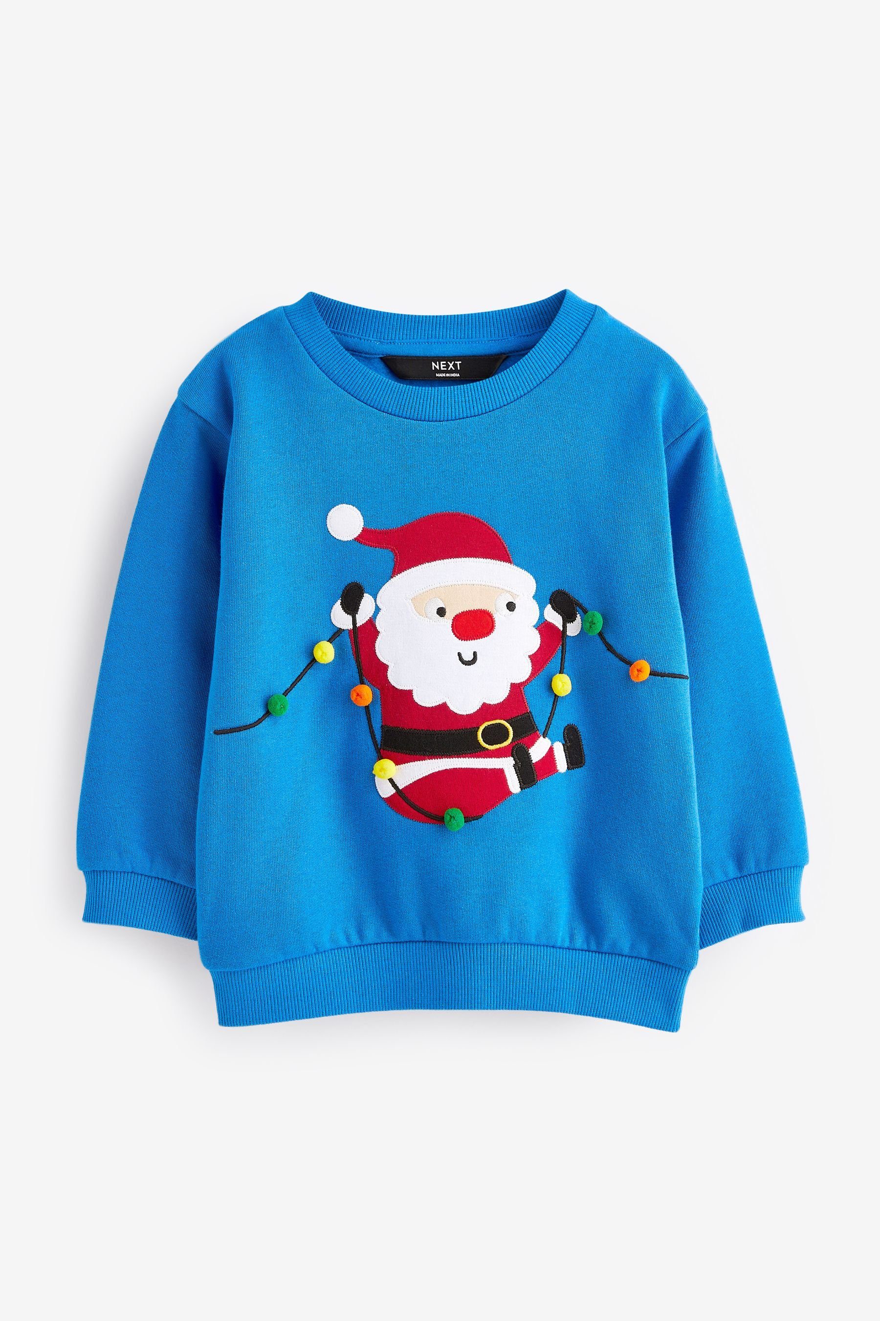 Next Sweatshirt Sweatshirt mit Blue Applikation Rundhalsausschnitt und (1-tlg) Santa