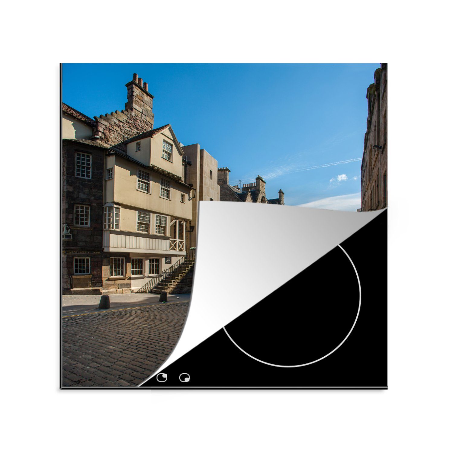 MuchoWow Herdblende-/Abdeckplatte Atemberaubende Architektur von Edinburghs Royal Mile, Vinyl, (1 tlg), 78x78 cm, Ceranfeldabdeckung, Arbeitsplatte für küche