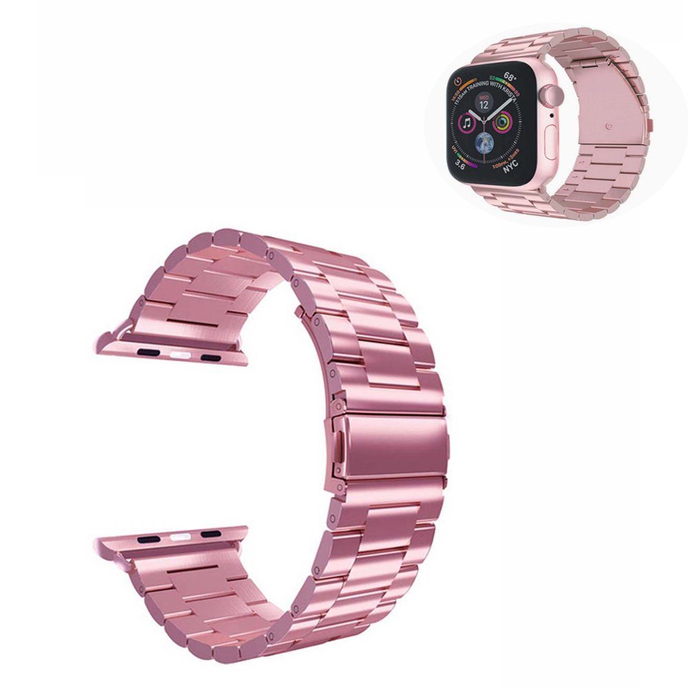 Lubgitsr Smartwatch-Armband Metall Armband Kompatibel mit Apple Watch 38 mm, Edelstahlarmband Rosa | Uhrenarmbänder