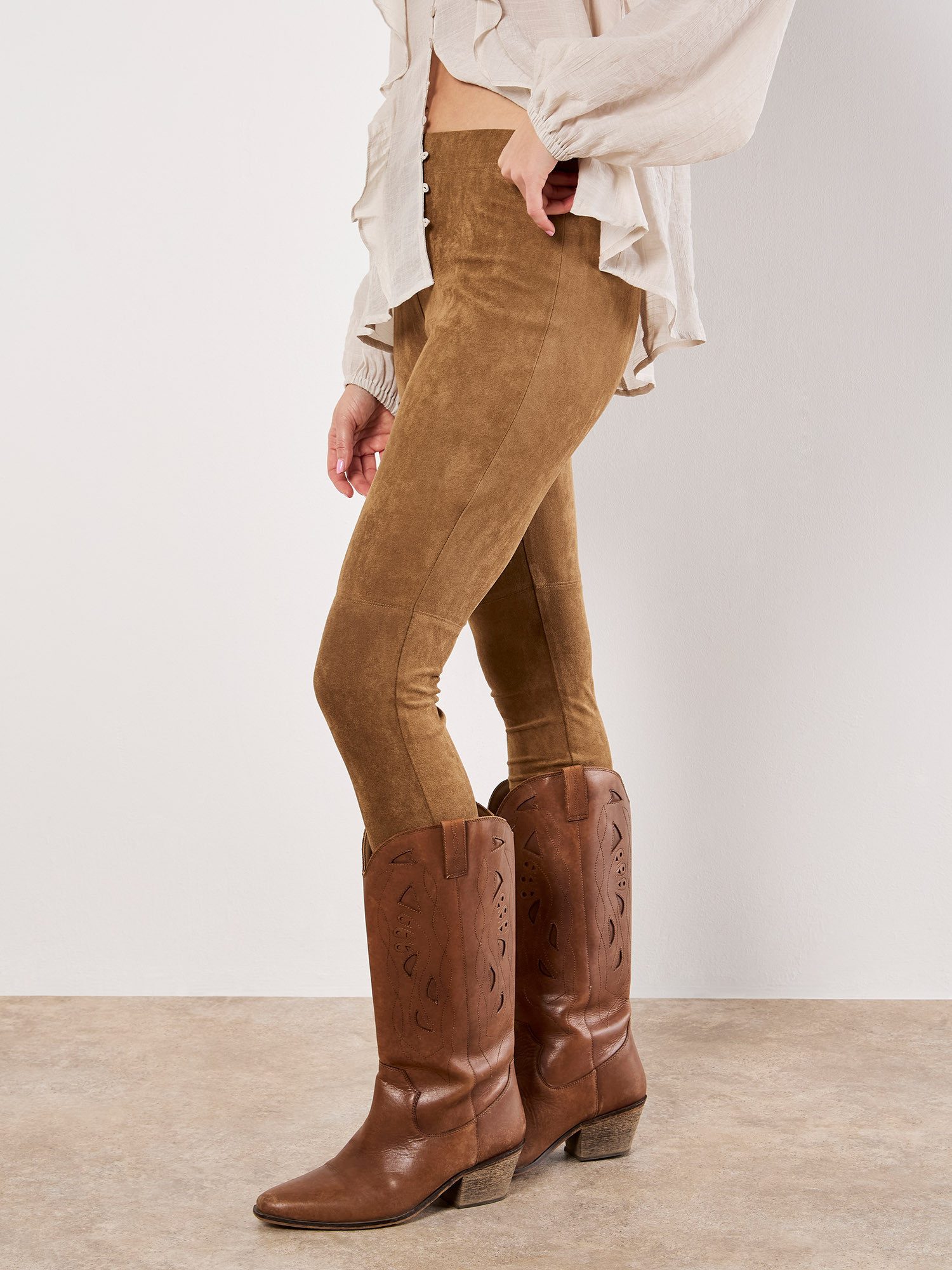 Apricot Leggings Skinny-Legging aus Veloursleder günstig online kaufen