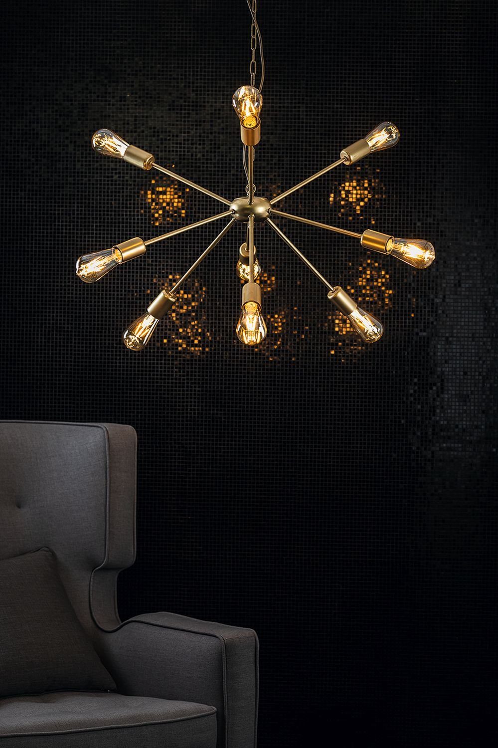ROD, E27 Gold Esszimmer Hängelampe Loft in Leuchtmittel, Pendelleuchte ohne Licht-Erlebnisse Metall dekorativ