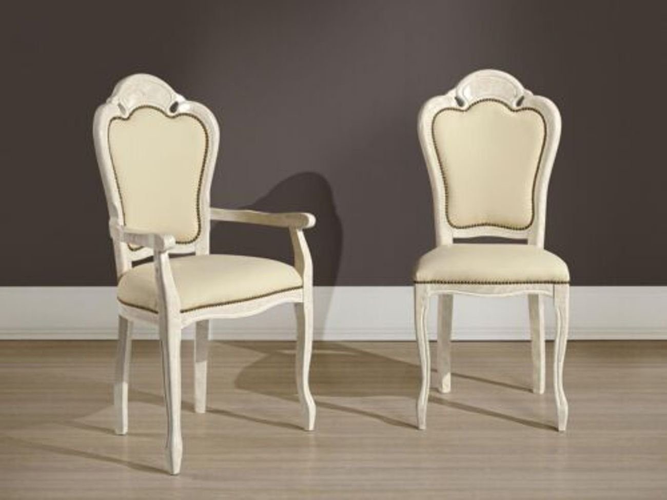 JVmoebel Esszimmerstuhl, Stuhl ohne Armlehne Esszimmerstuhl Holz Leder Esszimmer Stühle Design Sessel Neu