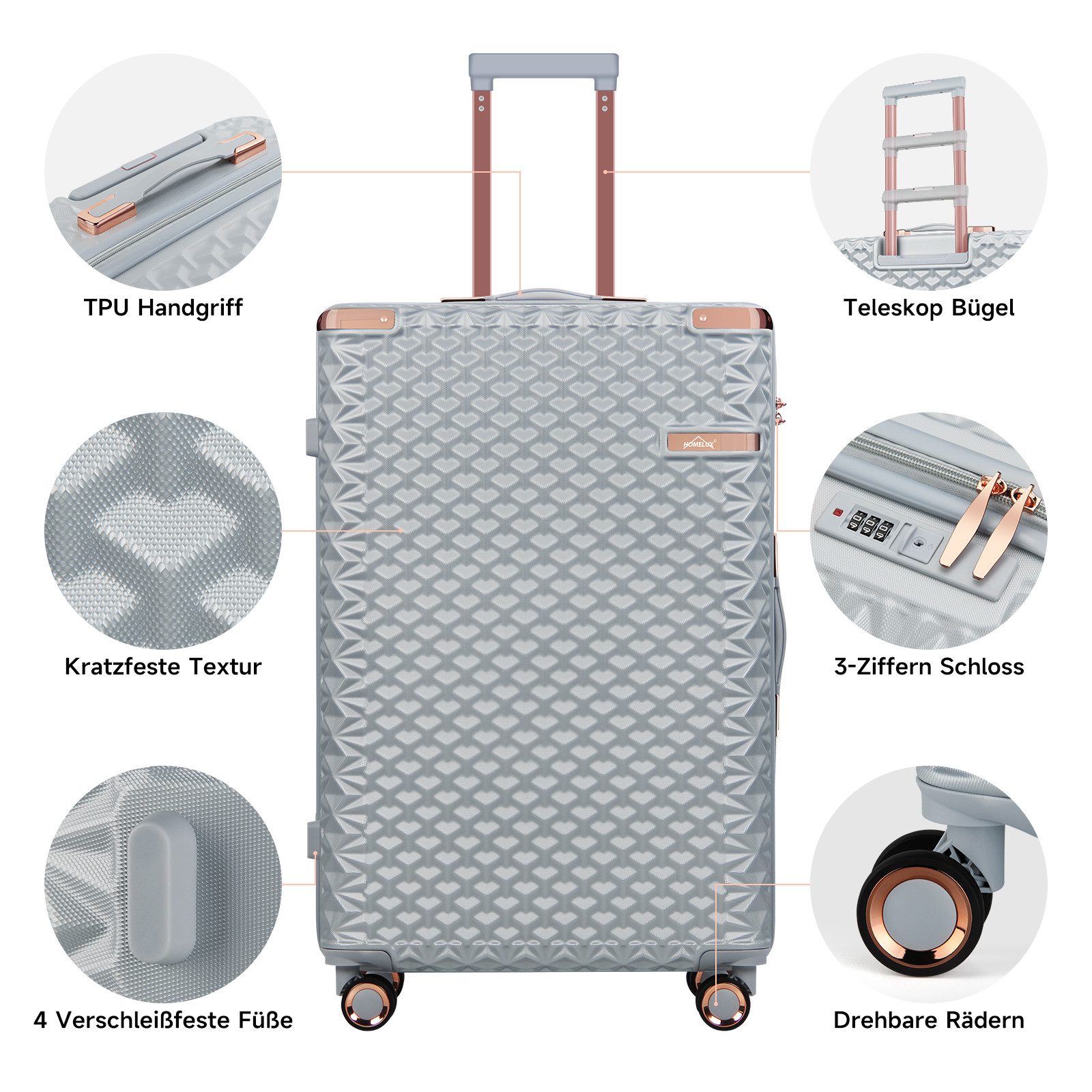 HOMELUX Kofferset Kofferset Reisekoffer 3er Set Hartschalen Koffer Trolley günstig online kaufen