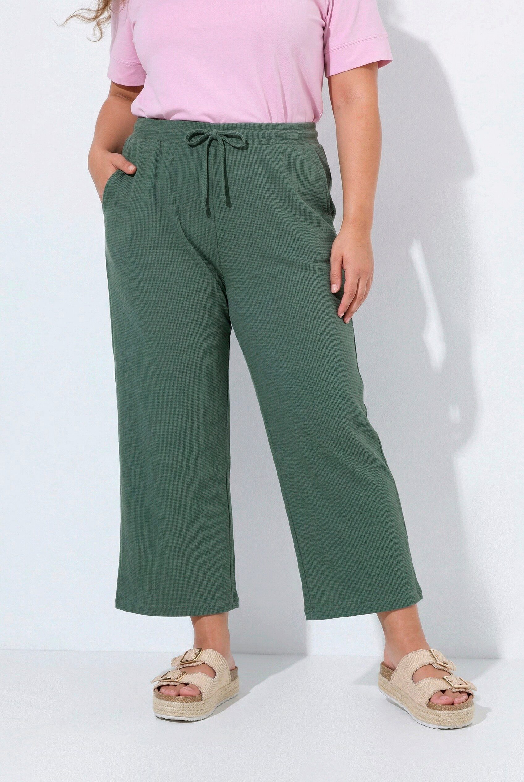 Ulla Popken Culotte Sweat-Culotte Waffelstruktur weites Bein