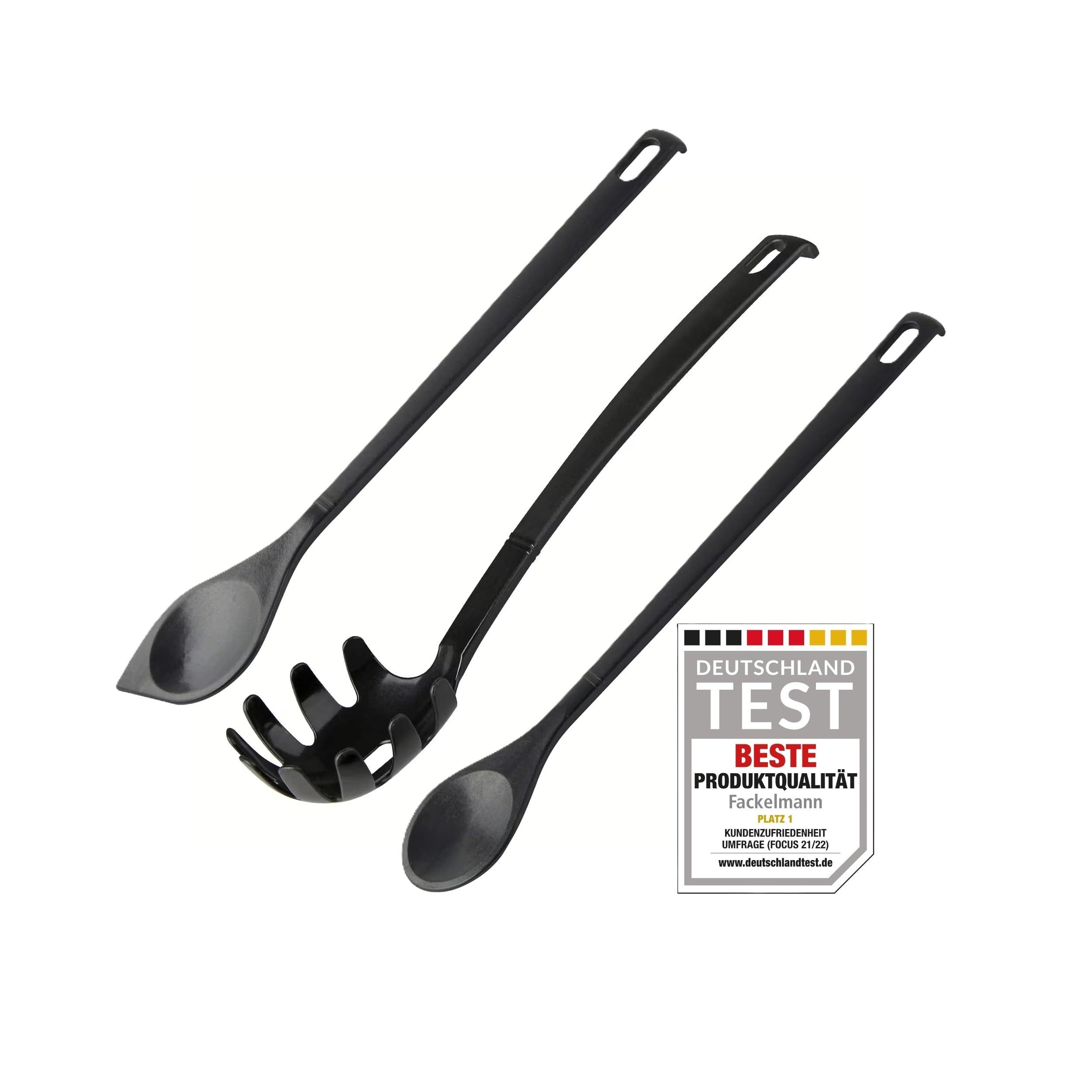FACKELMANN Kochlöffel Küchenhelfer-Set 3-teilig mit Spitzlöffel 30 cm und Kochlöffel 31 cm, hitzebeständig, spülmaschinengeeignet, für beschichtetes Kochgeschirr