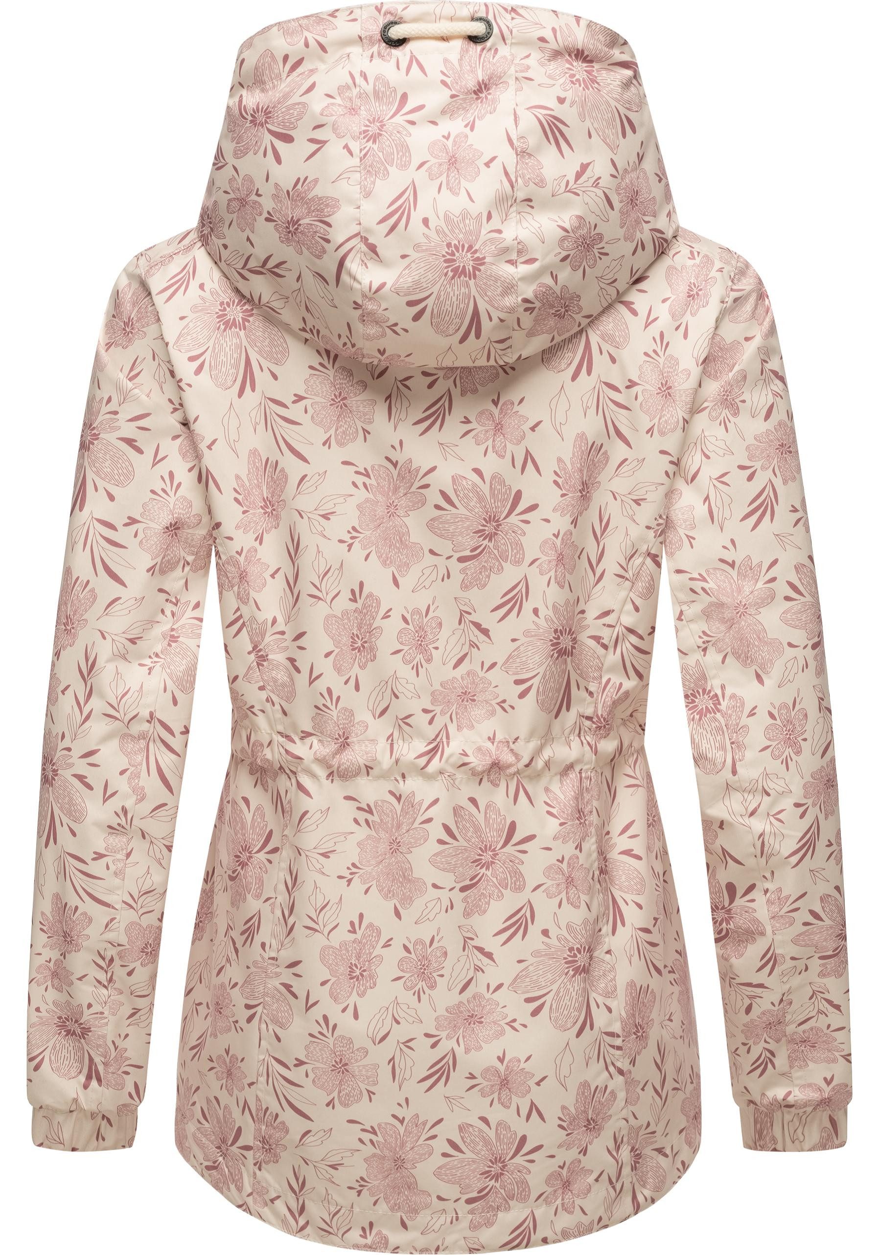 Ragwear Outdoorjacke Dankka Spring Wasserdichte Damen Jacke mit floralem Allover-Print
