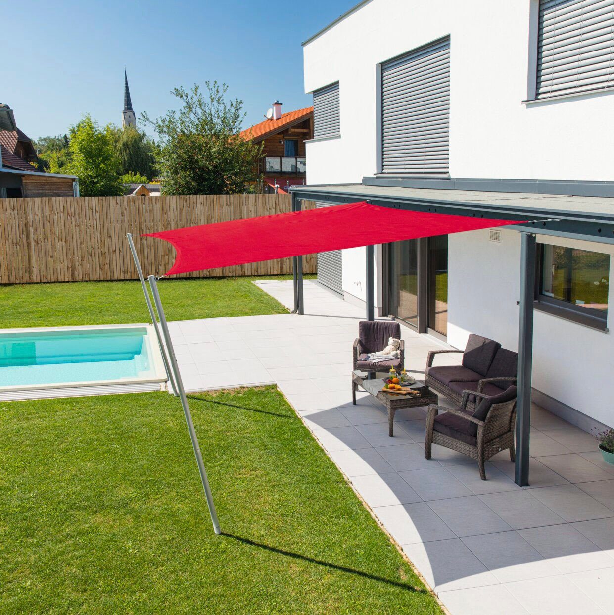 Windhager Sonnensegel Capri Quadrat, 4x4m, rot