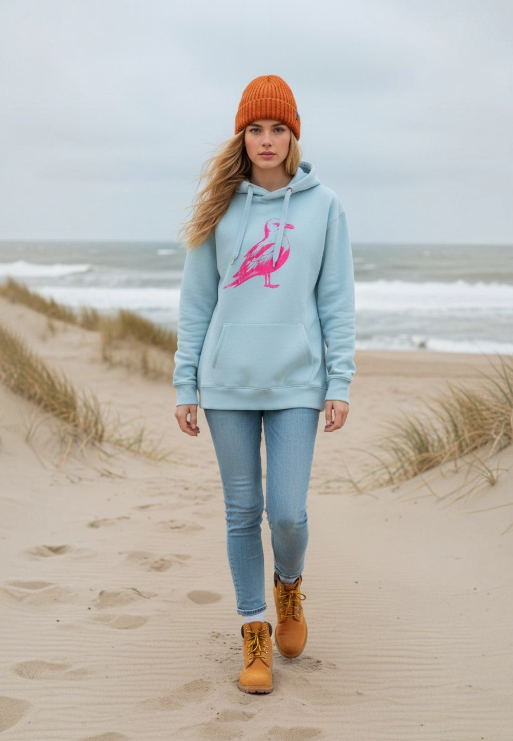 salzhaut Hoodie ODDEBODJE UNISEX - Möwe Unisex Weit salzhaut Kapuzenpullover – bequemer Fit und nordisch klares Design