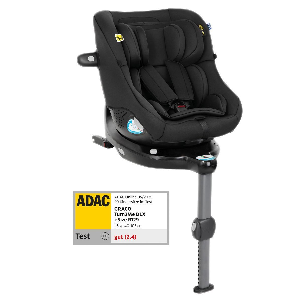 Graco Autokindersitz Turn2Me DLX i-Size - Midnight, Reboarder Kindersitz ab Geburt - 4 Jahre (40 cm - 105 cm) inkl. Isofix