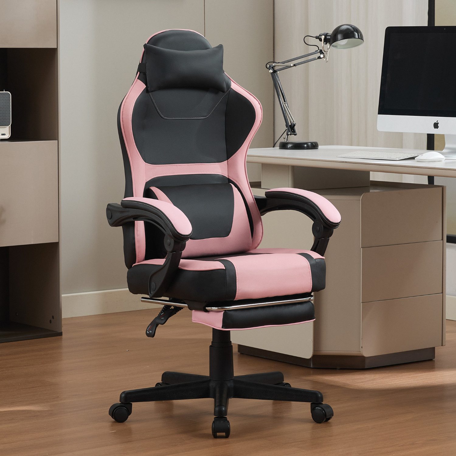 Gaming-Stuhl Gaming Stuhl, Bürostuhl Ergonomisch Wippfunktion bis zu 135°