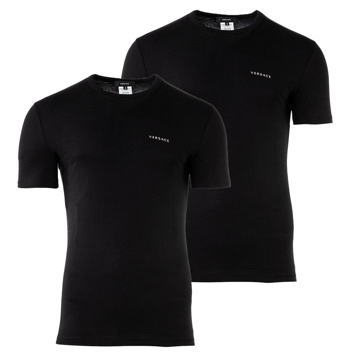 Versace T-Shirt Herren T-Shirt, 2er Pack - Unterhemd, Rundhals Schwarz