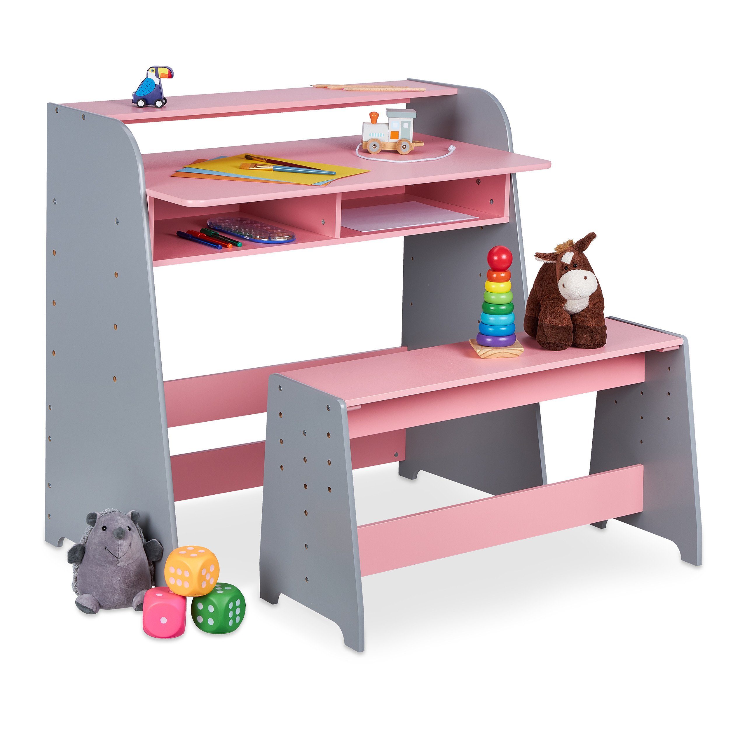 relaxdays Kinderschreibtisch Kindertisch höhenverstellbar günstig online kaufen
