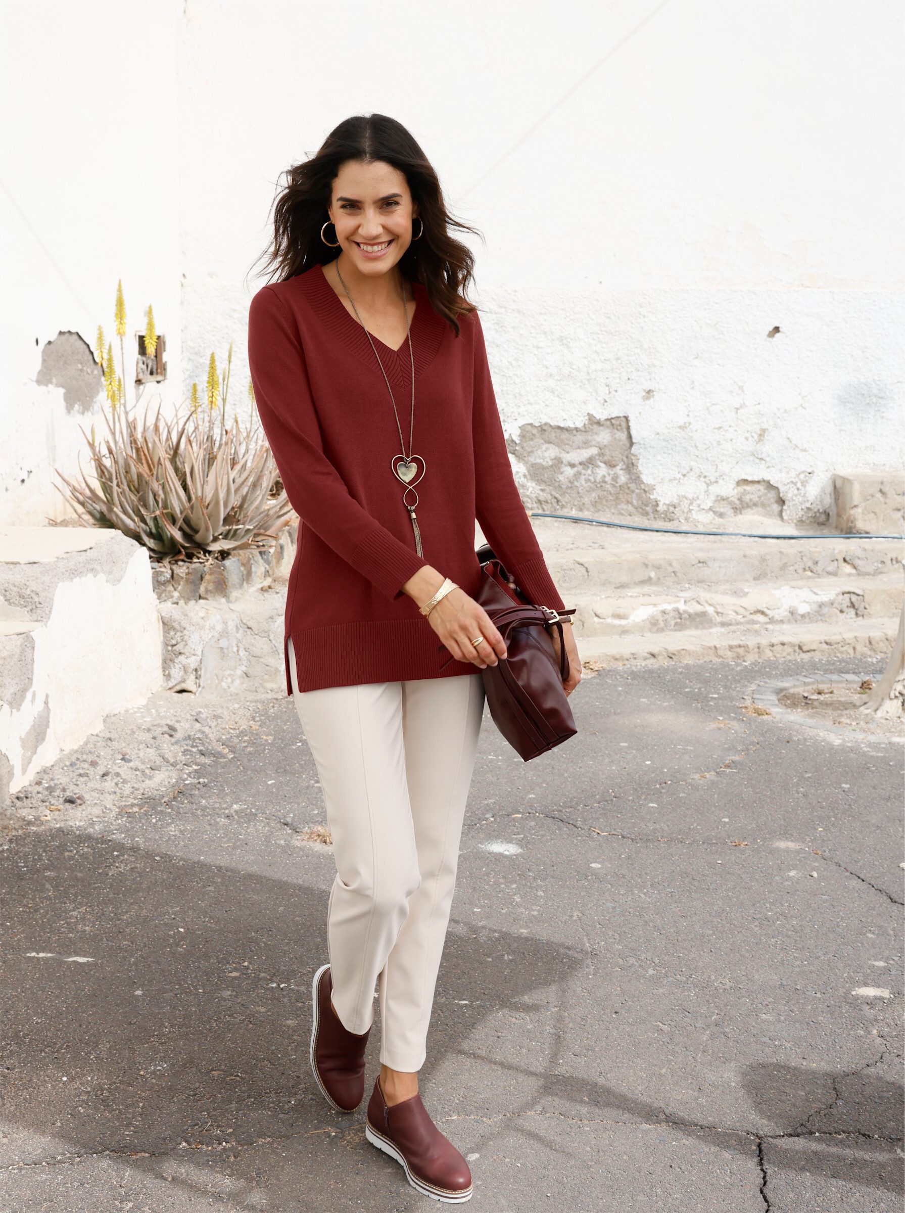 Strickpullover Longpullover Langarm Jersey