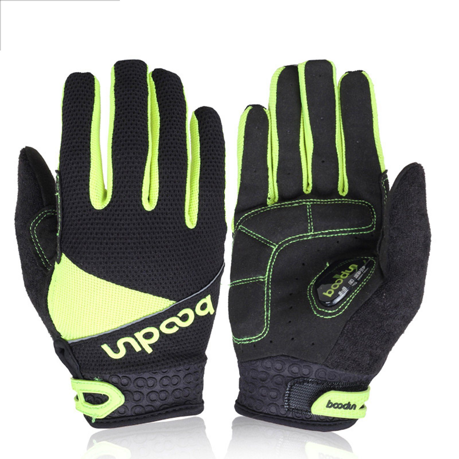 Blusmart Trainingshandschuhe Rutschfeste Vollfinger-Handschuhe Mit Handgelenkbandage, Gepolsterte fluorescent yellow