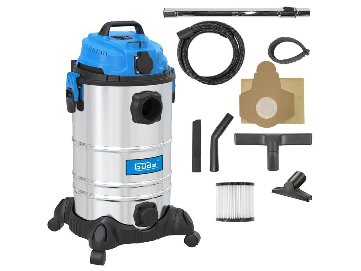 Güde Nass-Trocken-Sauger GNTS 30L, 1600 W, mit Beutel, 1600 W, 190 mbar, 30 L Edelstahlbehälter