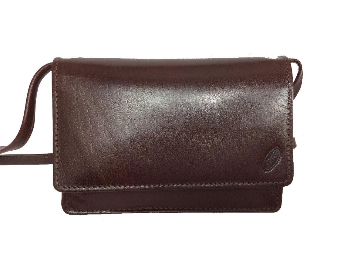 Clutch kleine Abendtasche aus festem hochwertigem braunen Leder