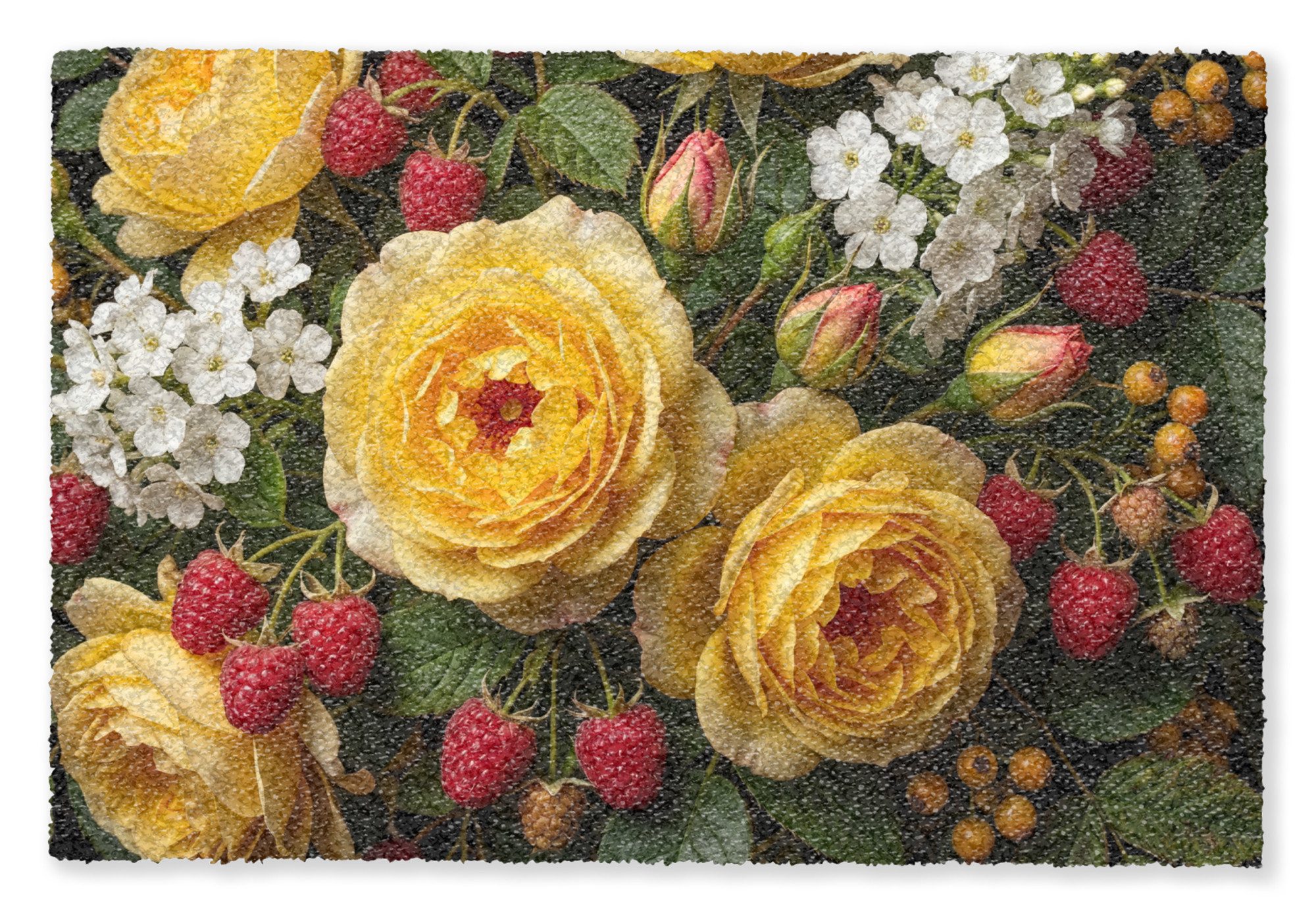 MuchoWow Fußmatte Blumen – Blumenstrauß – Natur – Klassisch – Gelb, Rechteckig, innen Schmutzfangmatte, Tür, Schmutzfänger Flur, Teppich 60x40 cm