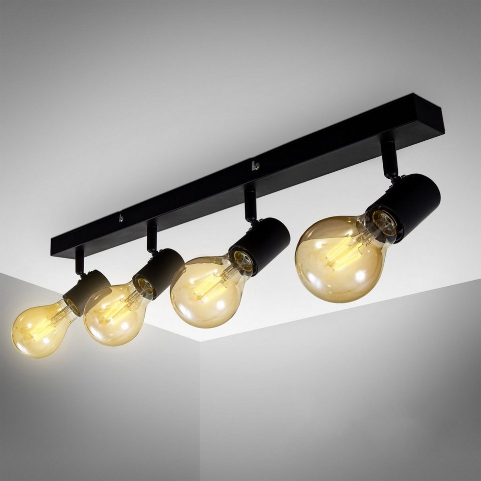 B.K.Licht LED Deckenspots, ohne Leuchtmittel, LED Vintage Deckenlampe Retro  Deckenleuchte schwarz Industrie E27