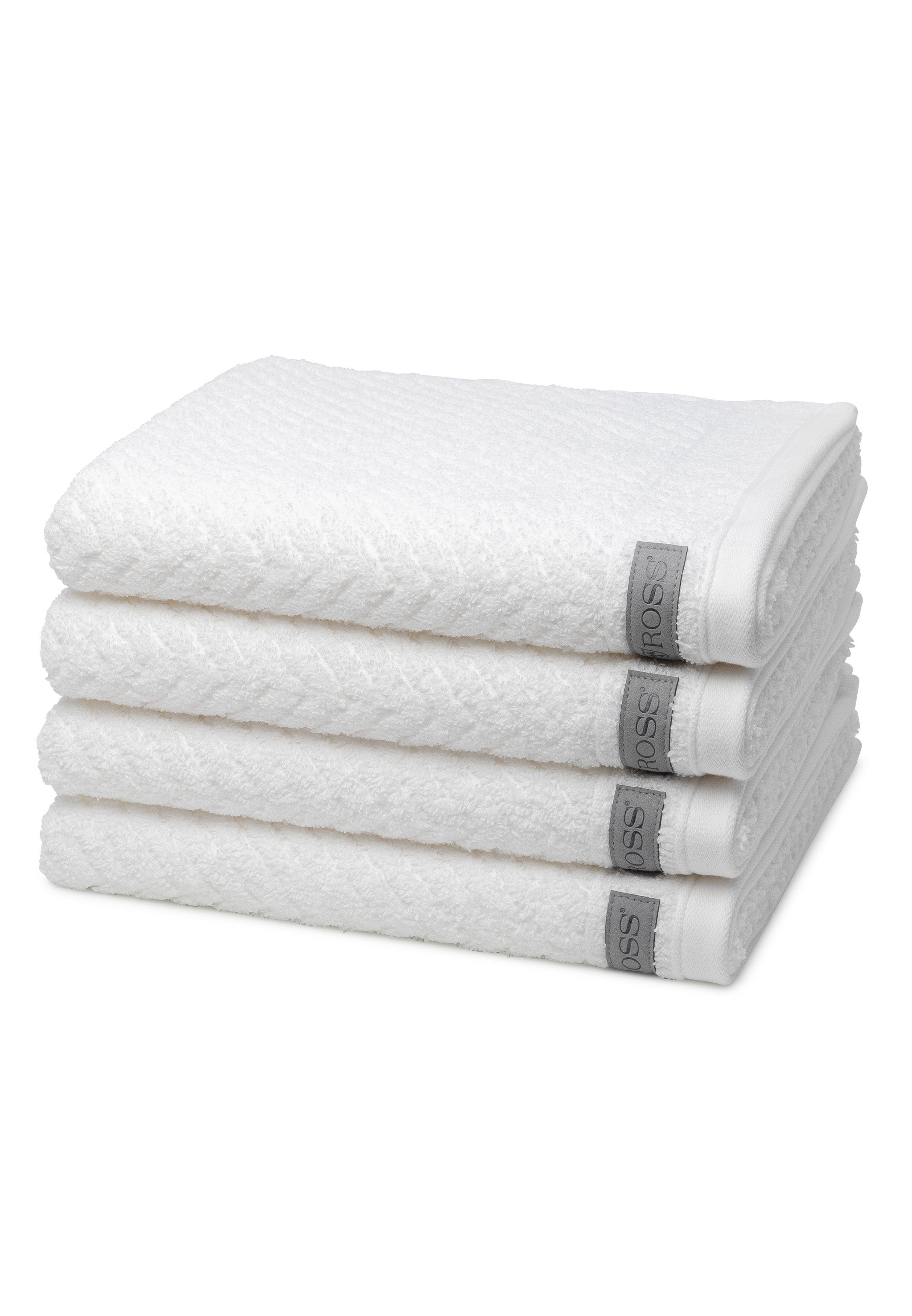 Set Baumwolle - im 4-tlg), Walkfrottee, Handtuch Weiß und weicher Griff (Spar-Set, ROSS Set X - Saugfähige 4 Smart, - Handtuch