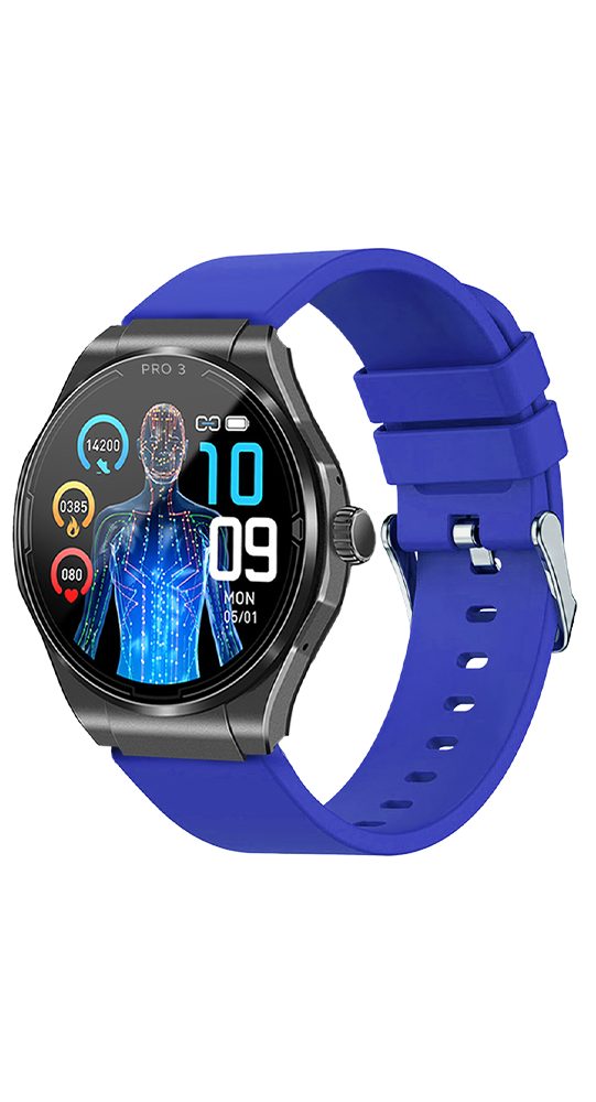 Knauermann Pro 3 (2024) rund Smartwatch, Gesundheitsuhr mit Telefoniefunktion - EKG und SOS Funktion, Gesundheitsfunktionen