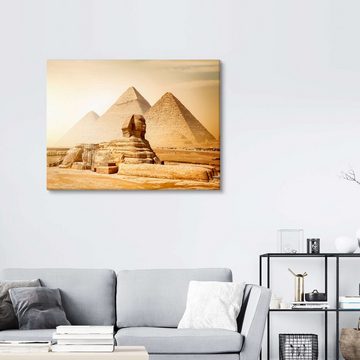 Posterlounge Leinwandbild Editors Choice, Sphinx und Pyramiden in der ägyptischen Wüste, Fotografie